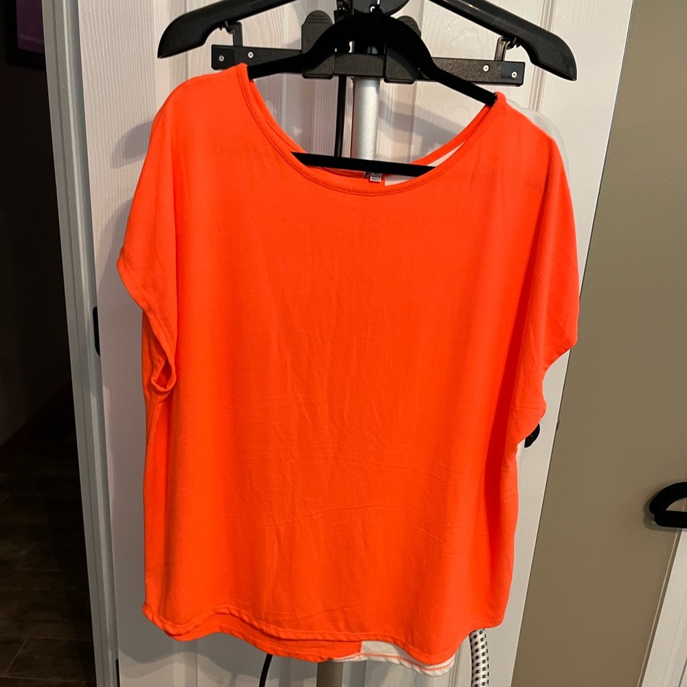 Bright Orange and White Women's Top